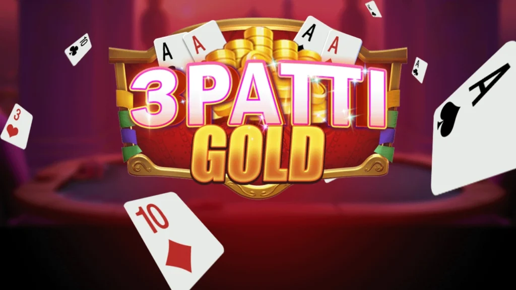 3Patti Gold Game banner featuring playing cards and gold coins