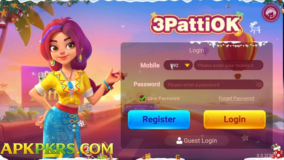 3Patti OK game login screen