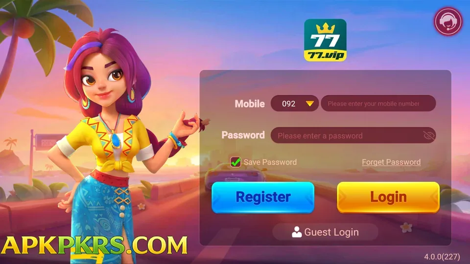 77VIP game login screen