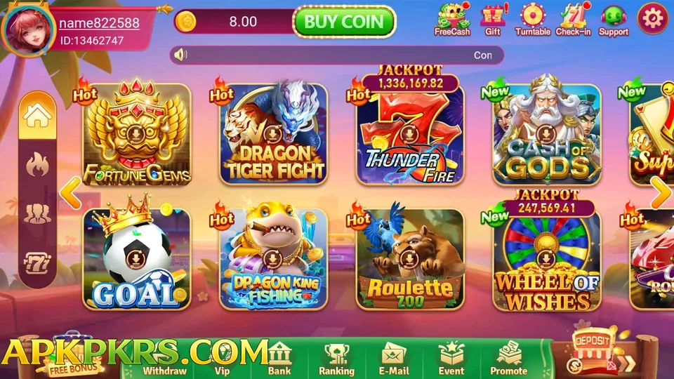 GV777 game lobby screen