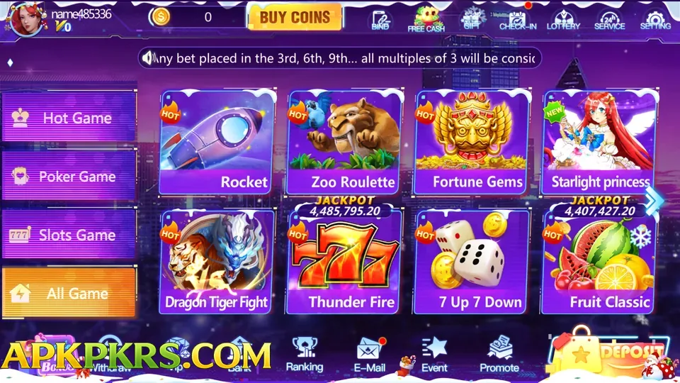 Luck22 game lobby screen