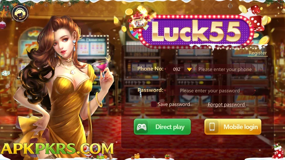 Luck55 game login screen