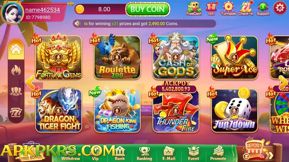 PK67 game lobby screen