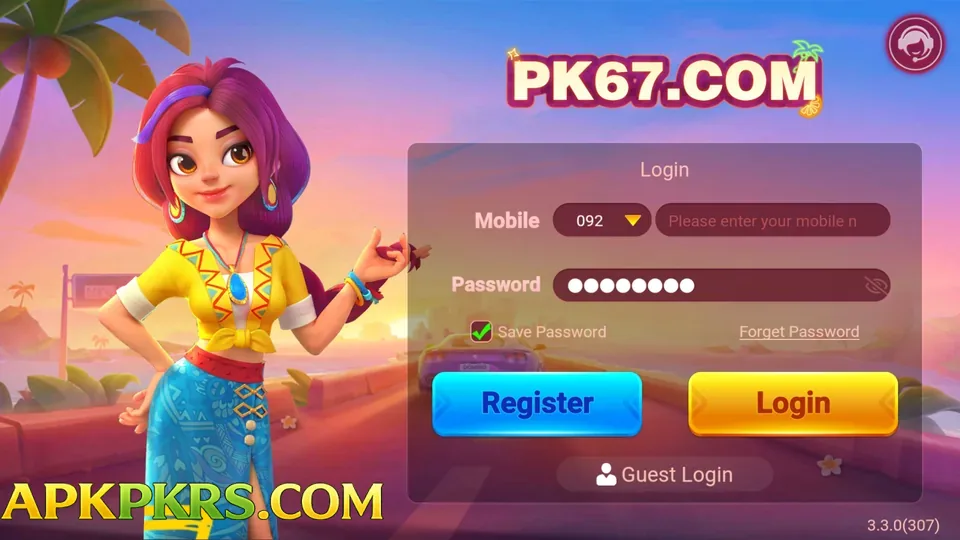 PK67 game login screen