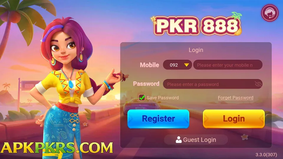 PKR888 game login screen