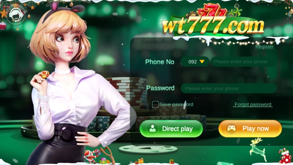WT777 Game registration page with mobile number login